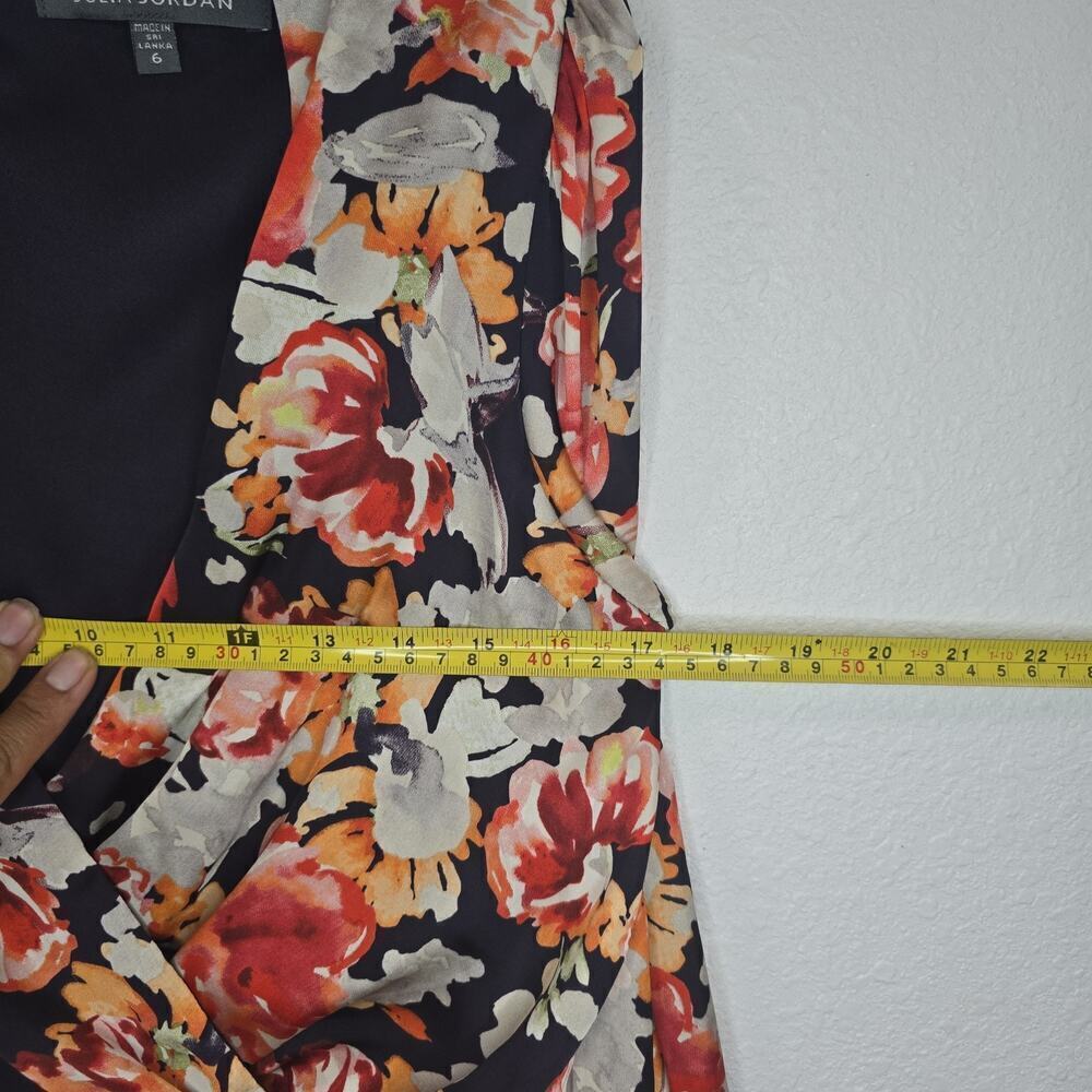 Julia Jordan Belted Faux Wrap Mini Dress Ballon Sleeve Party Floral Cocktail 6 - Picture 9 of 13